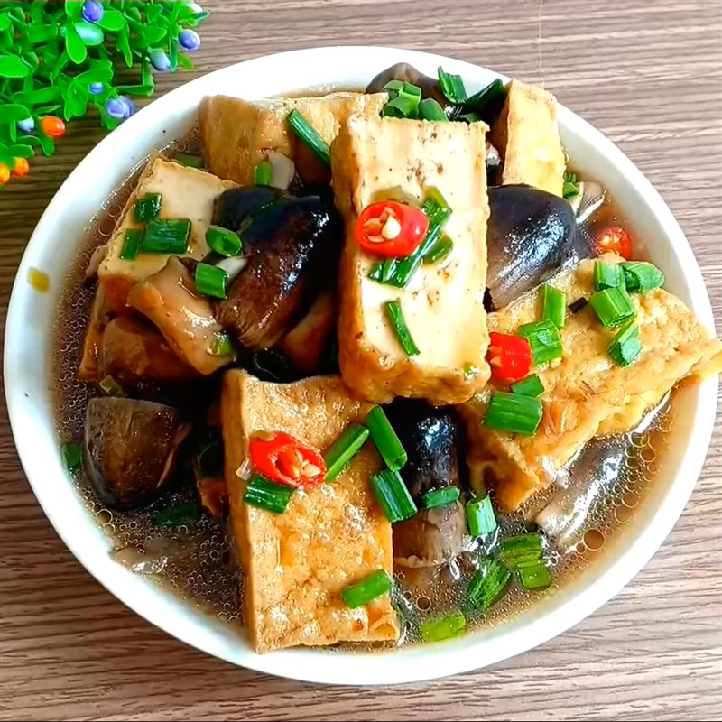 Đậu hũ kho nấm rơm