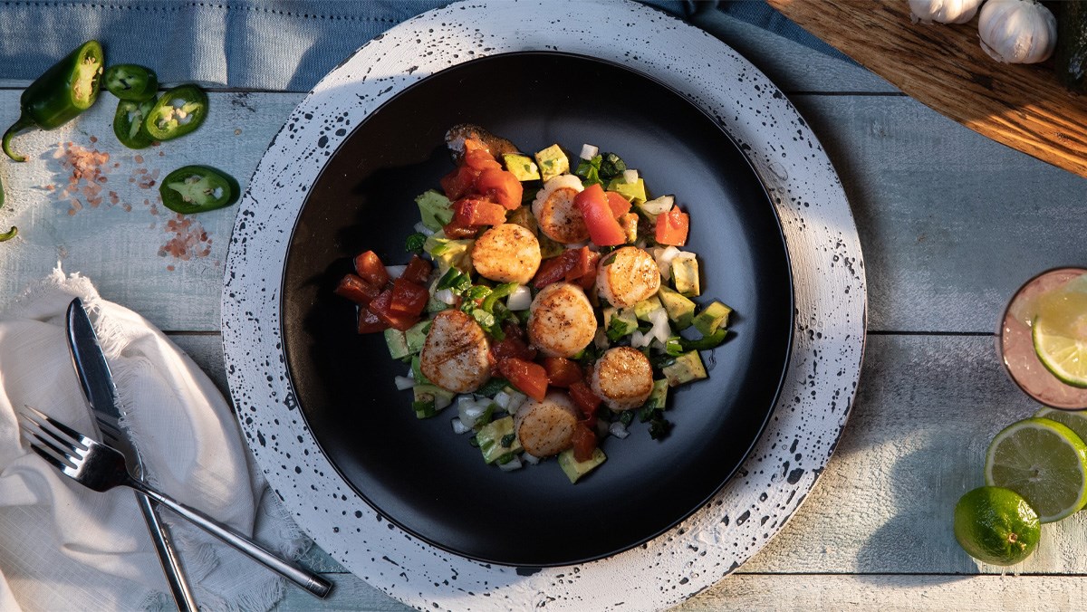 Salad sò điệp áp chảo